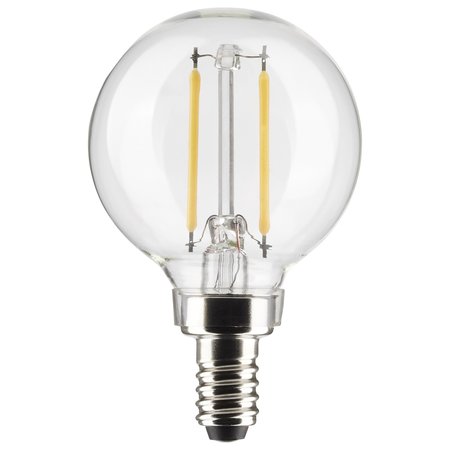 SATCO 3 Watt G16.5 LED Lamp, Clear, Candelabra Base, 90 CRI, 2700K, 120 Volts S21200
